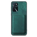 For OPPO A57 5G Retro Leather Card Bag Magnetic Phone Case(Green)