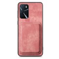 For OPPO F19 Retro Leather Card Bag Magnetic Phone Case(Pink)