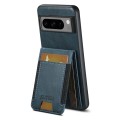 For Google Pixel 8a Suteni H03 Oil Wax Leather Wallet Stand Back Phone Case(Blue)
