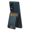 For Honor 80 Pro Suteni H03 Oil Wax Leather Wallet Stand Back Phone Case(Blue)