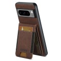 For Google Pixel 8a Suteni H03 Litchi Leather Card Bag Stand Back Phone Case(Brown)