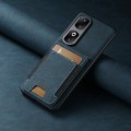 For Honor 60 Pro Suteni H03 Litchi Leather Card Bag Stand Back Phone Case(Blue)