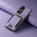 For Honor 60 Pro Suteni H03 Litchi Leather Card Bag Stand Back Phone Case(Purple)