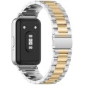 For Samsung Galaxy Fit 3 SM-R390 Three Bead Stainless Steel Metal Watch Band(Silver+Gold)