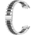 For Samsung Galaxy Fit 3 SM-R390 Three Bead Stainless Steel Metal Watch Band(Silver+Black)