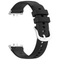 For Samsung Galaxy Fit 3 SM-R390 Metal Connector Liquid Glossy Silicone Watch Band(Black)