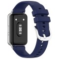 For Samsung Galaxy Fit 3 SM-R390 Metal Connector Liquid Glossy Silicone Watch Band(Dark Blue)
