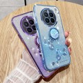 For Realme 12 Gradient Glitter Immortal Flower Ring All-inclusive Phone Case(Purple)