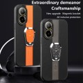 For Realme C67 4G Magnetic Litchi Leather Back Phone Case with Holder(Orange)