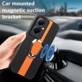 For OPPO Reno11 F Magnetic Litchi Leather Back Phone Case with Holder(Orange)