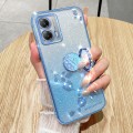 For Motorola Moto G53 5G Gradient Glitter Immortal Flower Ring All-inclusive Phone Case(Blue)