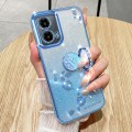 For Motorola Moto G34 Gradient Glitter Immortal Flower Ring All-inclusive Phone Case(Blue)