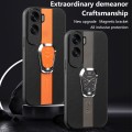 For Honor X50i Magnetic Litchi Leather Back Phone Case with Holder(Orange)