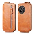 For OnePlus Ace 3 Zipper Wallet Vertical Flip Leather Phone Case(Brown)