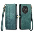 For OnePlus Ace 3 Geometric Zipper Wallet Side Buckle Leather Phone Case(Green)