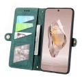 For OnePlus Ace 3 Geometric Zipper Wallet Side Buckle Leather Phone Case(Green)