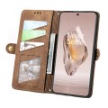 For OnePlus Ace 3 Geometric Zipper Wallet Side Buckle Leather Phone Case(Brown)