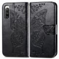 For Sony Xperia 10 IV Butterfly Love Flower Embossed Leather Phone Case(Black)