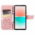 For Sony Xperia 10 IV Butterfly Love Flower Embossed Leather Phone Case(Rose Gold)