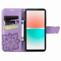 For Sony Xperia 10 IV Butterfly Love Flower Embossed Leather Phone Case(Light Purple)