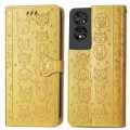 For TCL 40 NXTpaper 5G Cat and Dog Embossed Leather Phone Case(Yellow)