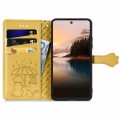 For TCL 40 NXTpaper 5G Cat and Dog Embossed Leather Phone Case(Yellow)