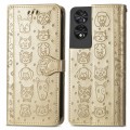 For TCL 40 NXTpaper 5G Cat and Dog Embossed Leather Phone Case(Gold)