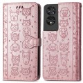 For TCL 40 NXTpaper 5G Cat and Dog Embossed Leather Phone Case(Rose Gold)