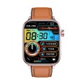 ET570 1.96 inch Color Screen Smart Watch Leather Strap, Support Bluetooth Call / ECG(Brown)