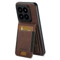 For Xiaomi 14 Pro Suteni H03 Litchi Leather Card Bag Stand Back Phone Case(Brown)