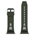 For Apple Watch SE 2023 44mm Breathable Stainless Steel Mesh TPU Watch Band(Green Black)