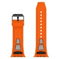 For Apple Watch Ultra 49mm Breathable Stainless Steel Mesh TPU Watch Band(Orange Black)