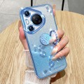 For Huawei Pura 70 Pro Gradient Glitter Immortal Flower Ring All-inclusive Phone Case(Blue)