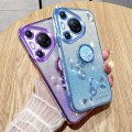 For Huawei Pura 70 Pro Gradient Glitter Immortal Flower Ring All-inclusive Phone Case(Purple)