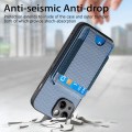For iPhone 15 Plus Carbon Fiber Vertical Flip Wallet Stand Phone Case(Blue)