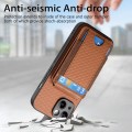 For iPhone 13 Carbon Fiber Vertical Flip Wallet Stand Phone Case(Brown)