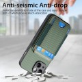 For iPhone 12 Carbon Fiber Vertical Flip Wallet Stand Phone Case(Green)
