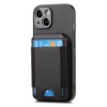 For iPhone 12 Pro Max Carbon Fiber Vertical Flip Wallet Stand Phone Case(Black)