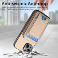 For iPhone 12 Pro Carbon Fiber Vertical Flip Wallet Stand Phone Case(Khaki)