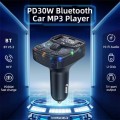 C56 PD Type-C + Dual USB Car Charger Colorful Light Car Bluetooth Adapter FM Transmitter