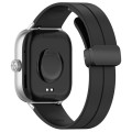 For Redmi Watch 4 Groove Folding Magnetic Buckle Silicone Watch Band(Black)