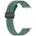 For Redmi Watch 4 Groove Folding Magnetic Buckle Silicone Watch Band(Dark Green)