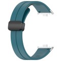 For Redmi Watch 4 Groove Folding Magnetic Buckle Silicone Watch Band(Cyan)