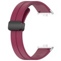 For Redmi Watch 4 Groove Folding Magnetic Buckle Silicone Watch Band(Wine Red)