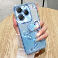 For Infinix Hot 40 Gradient Glitter Immortal Flower Ring All-inclusive Phone Case(Blue)