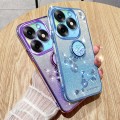 For Itel S23+ Gradient Glitter Immortal Flower Ring All-inclusive Phone Case(Blue)