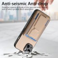 For iPhone 15 Pro Max Carbon Fiber Fold Stand Elastic Card Bag Phone Case(Khaki)