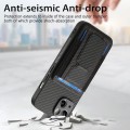 For iPhone 15 Pro Carbon Fiber Fold Stand Elastic Card Bag Phone Case(Black)