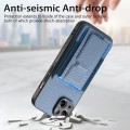 For iPhone 15 Plus Carbon Fiber Fold Stand Elastic Card Bag Phone Case(Blue)