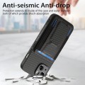 For iPhone 15 Plus Carbon Fiber Fold Stand Elastic Card Bag Phone Case(Black)